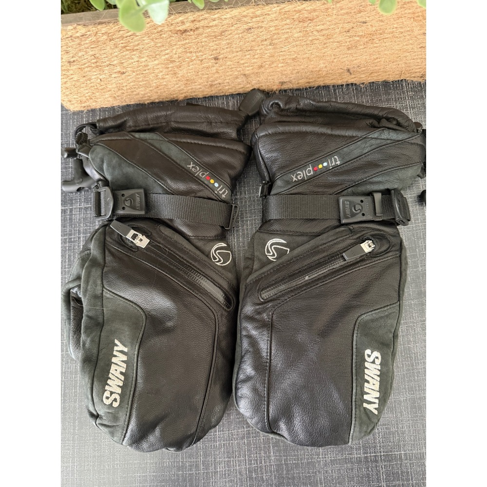 Swany Tri-plex Mens XL Leather Ski Mittens Black SX-44 Snowboard/Ski Mitts